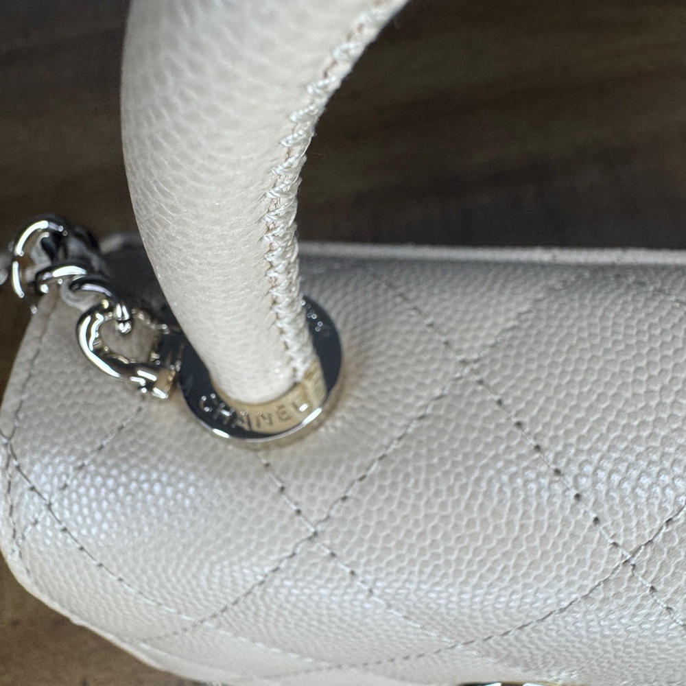 Chanel Beige Caviar Leather Micro Coco Handbag - Picture 6 of 15